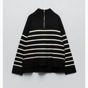zip stripped sweater Zara